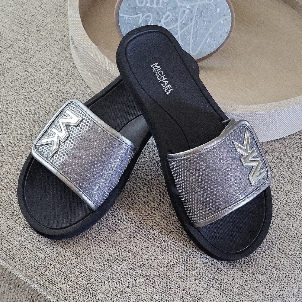 Michael Kors Metallic Slide Sandals